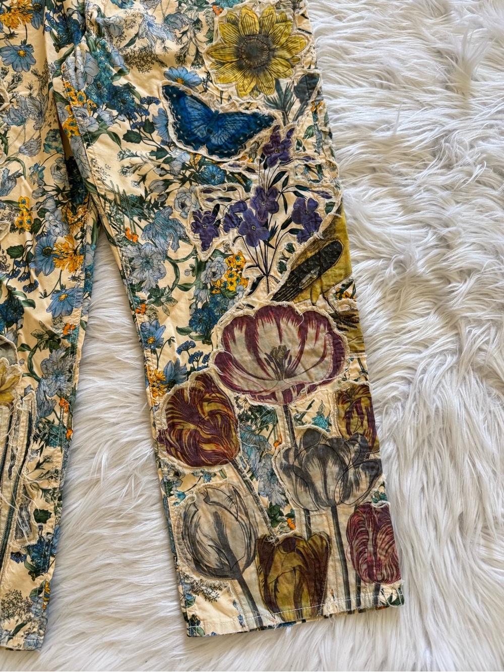 R13 New Boyfriend Pants Floral Embroidered Applique Size 26 - Picture 3 of 11